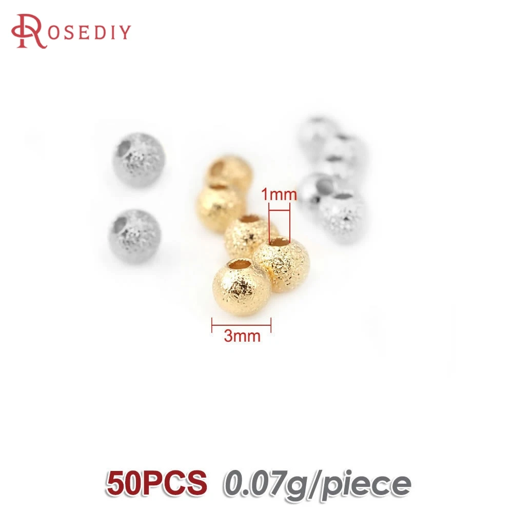 Gold Brass Frosted Matte Round Beads for Jewelry Making - 18K Gold Color, Multiple Sizes
