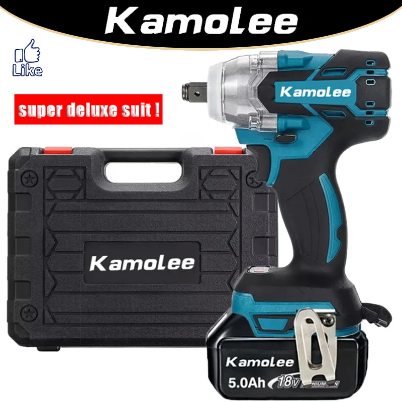 [1x5.0Ah Battery + ToolBox] Kamolee DTW285 2 in 1 520N.m Electric Brushless Cordless Wrench  1/4inch Screwdriver