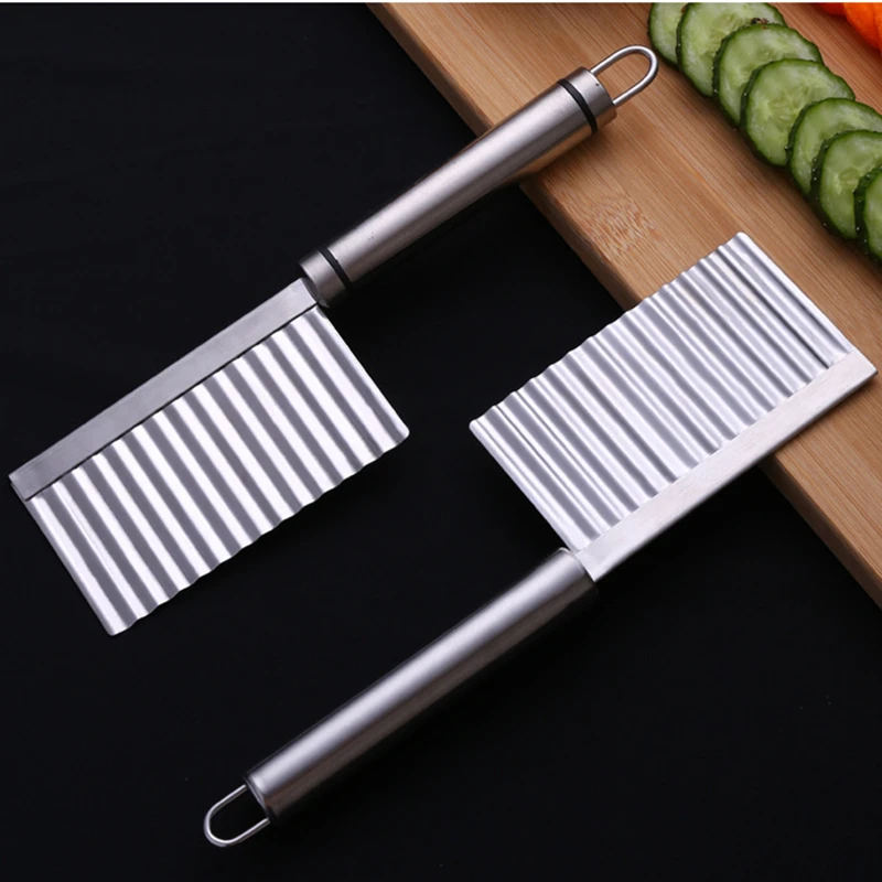 Handheld Silver Stainless Steel Potato Shredders knife French Fries Wave Cutters Cucumber Carrot Slicer Kitchen Vegetable Tools