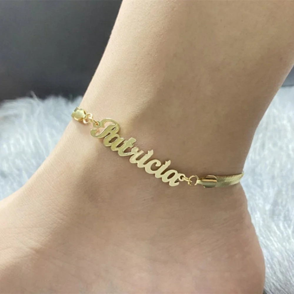 Nameplate Anklet Gold Anklet Name Aliexpress Nameplate Anklets
