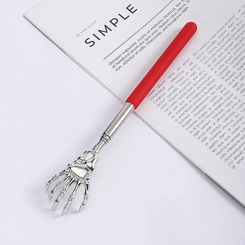 Ausziehbarer Rückenkratzer aus Edelstahl zum Kratzen, Massagegerät, Ghost Design, tragbarer, ausziehbarer Rückenkratzer aus Metall