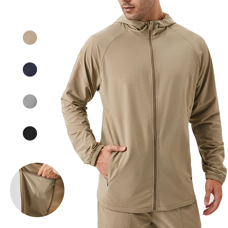 (S-2XL)남성용 스포츠 후드 재킷 가을 겨울 지퍼업 방풍 루즈핏 야외 러닝 ..