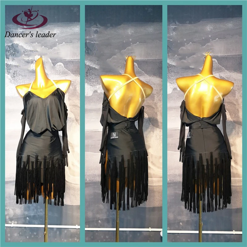 

Latin Dance Dress High-end Custom Summer Slim-fit Backless Tassel Dance Suit Cha Cha Tango Adult Stage Professional Clothing