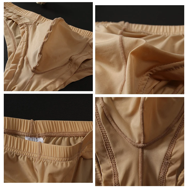 Description Picture 4 of itemHot Men's Sexy Ice Silk Skinny Briefs Comfy Breathable Low-Waist Underwear Men Ice Silk Breathable Low-waist Underwear