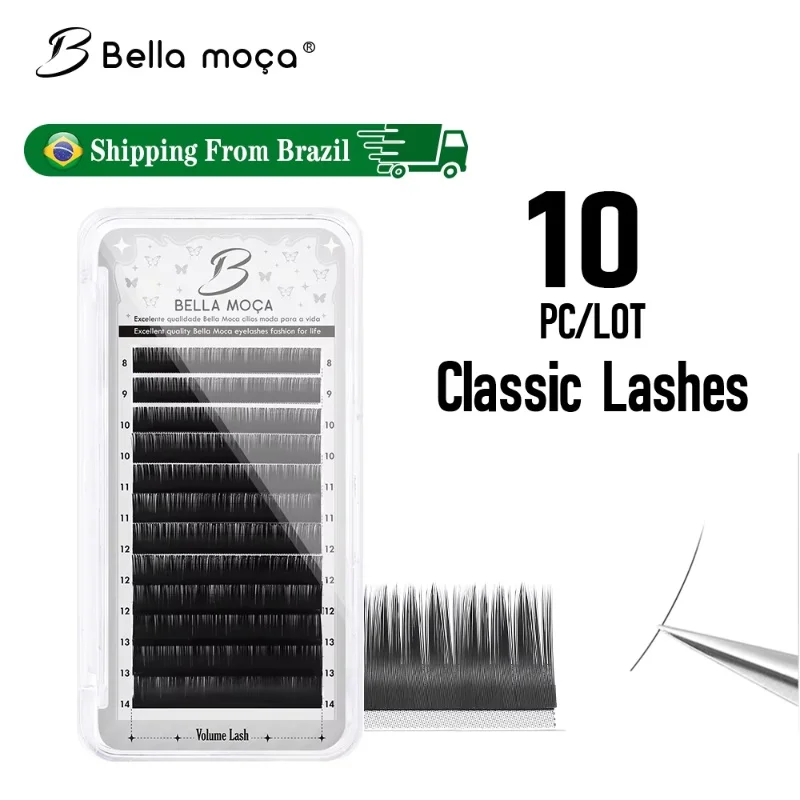 Bella Moça 10 unidades/lote Cílios Individuais 0.07D Volume Clássico Natural Cílios Postiços de Vison Sintético Maquiagem Envio do Brasil