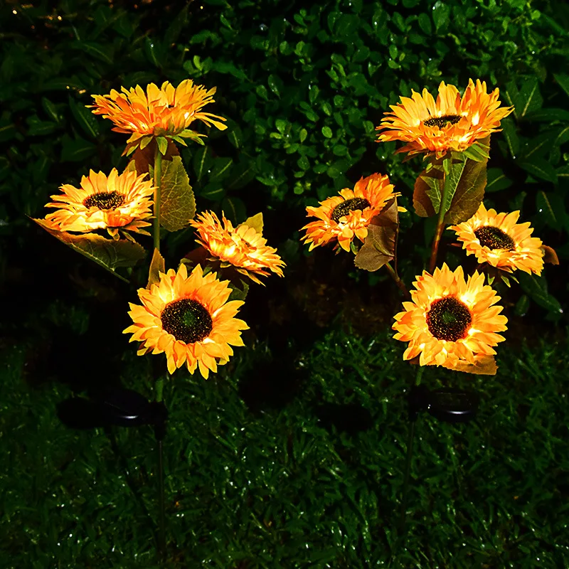 

LED Solar Light 2 Head 3 Head 4 Head Sunflower Flower Ground Light