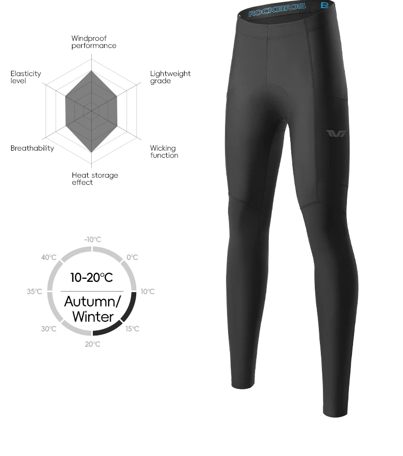 ROCKBROS Damen Fahrradhose Winter Herbst Wärmehaltende Thermo-Fleece Fahrrad-Langhose Sport MTB Rennrad Radhose – Detail 3