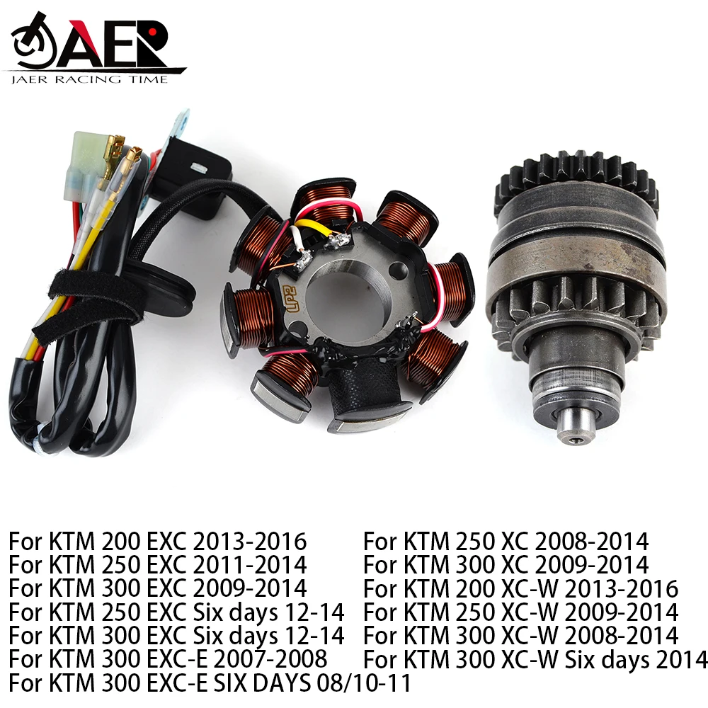 

Motorcycle Starter Drive Bendix + Stator Coil for KTM 200 250 300 EXC EXCE EXC-E SIX DAYS XC XCW 200 300