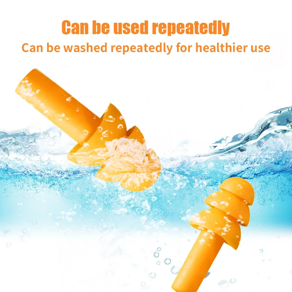 1-6Pair Waterproof Silicone Ear Plugs Sleep Earplugs Noise Reduction Swimming Earplugs With Rope For Diving Underwater Ear Plugs