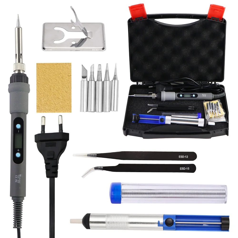 80W electric soldering iron temperature adjustable LCD display soldering iron head 220V 110V maintenance soldering iron kit