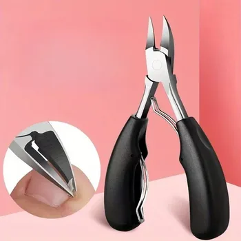 Professional Cuticle Nipper Set - Stainless Steel Eyelash Scissors with Cuticle Pusher & Nail File, Black Handle