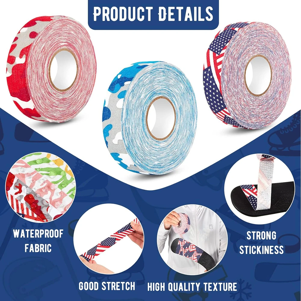 1 Roll Ice Hockey Grip Tape Multipurpose Handle Cloth Tape for Lacrosse Baseball Softball Bats Rackets Pullup Bars Non-slip 6