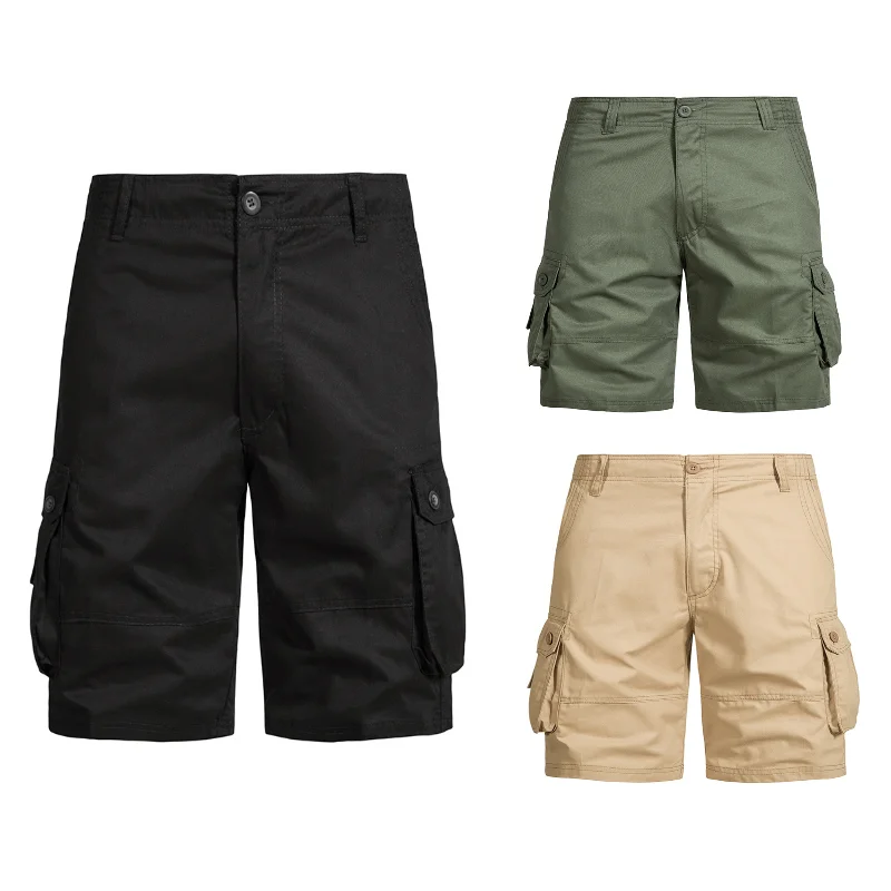 

Men's Cotton Pants Men's Summer Thin Loose Multi-Pocket Work Shorts