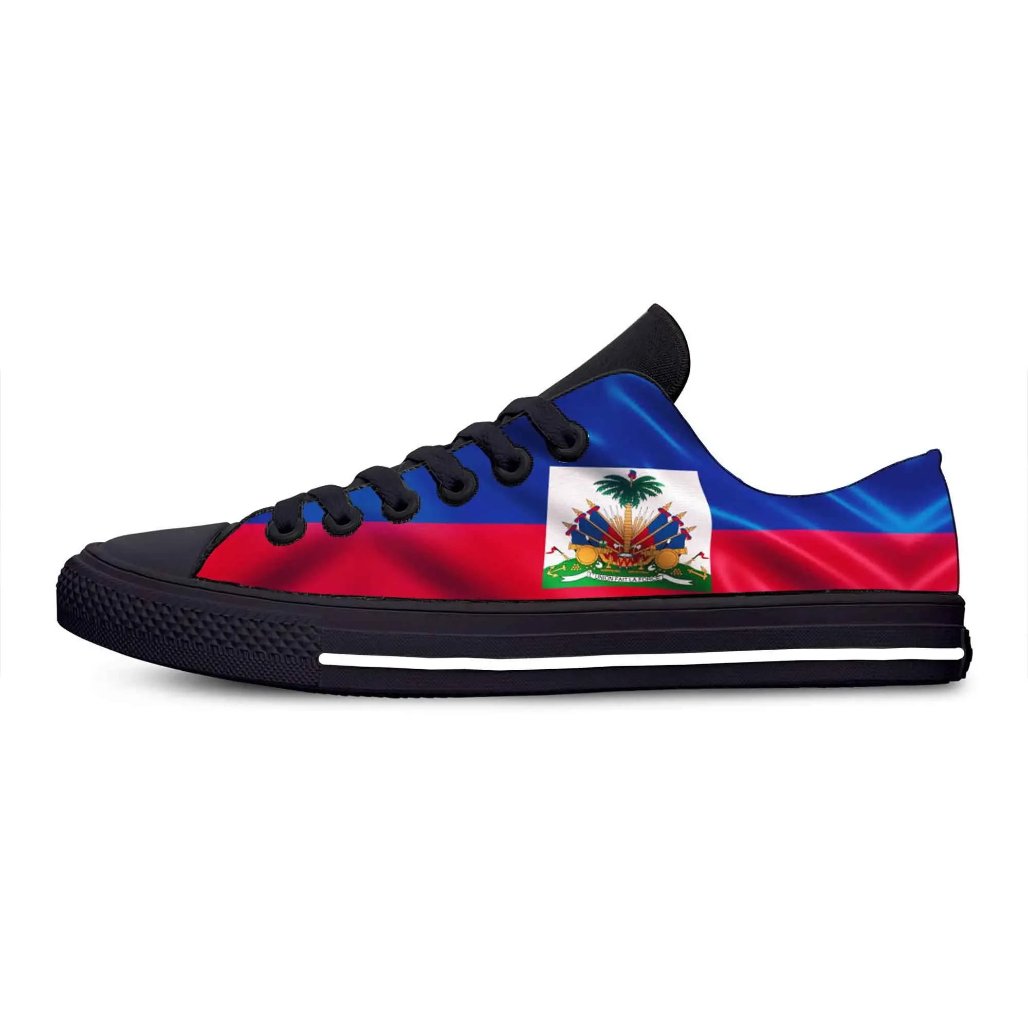 Haiti Haitian Flag Patriotic Pride Fashion Popular Casual Cloth Shoes Low Top Comfortable Breathable 3D Print Men Women Sneakers