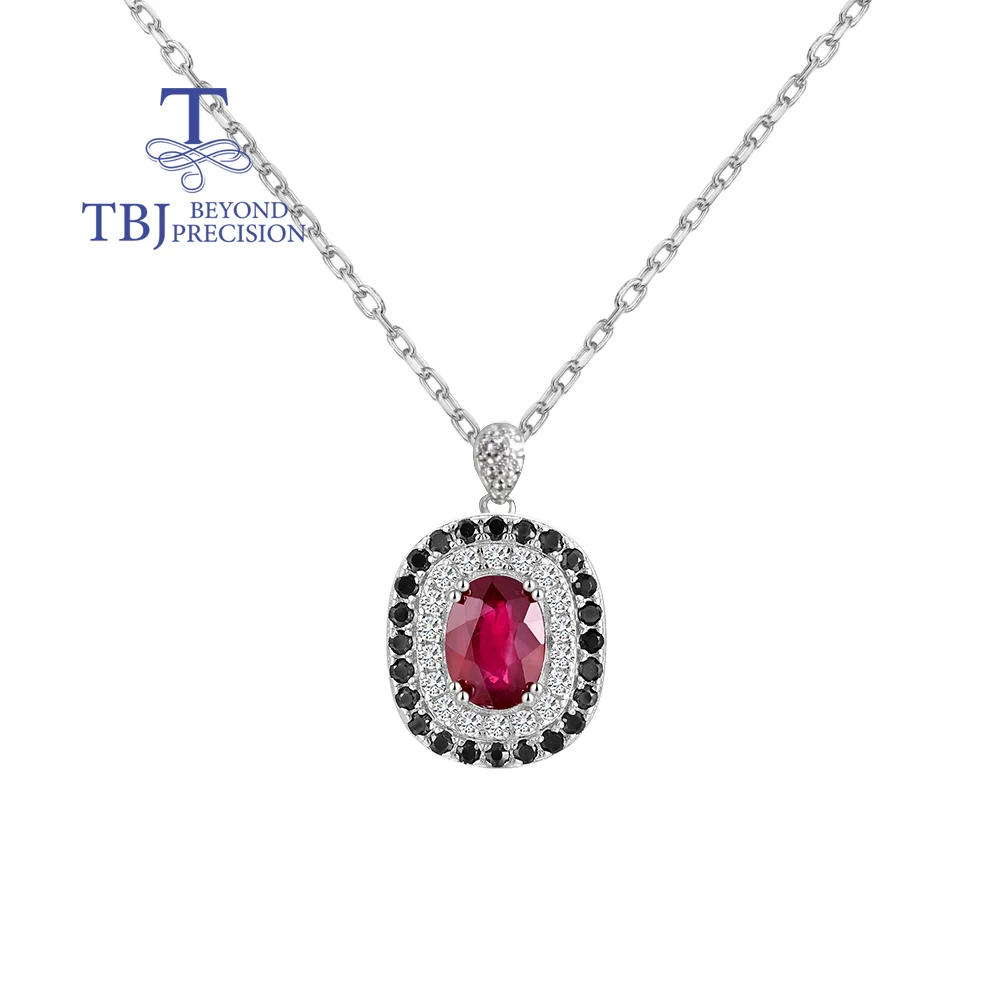 

Luxury natural filled glass ruby Silver pendant necklace elegant and noble for women anniversary & banquet & engagement gift