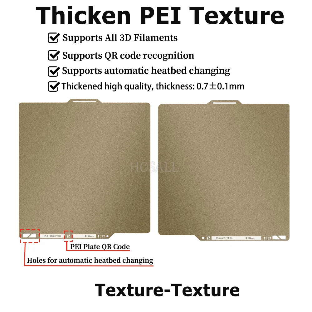 Enhanced PEI Double-Sided Textured and Smooth Plate - No Glue Needed, Warp-Free & Strong Adhesion