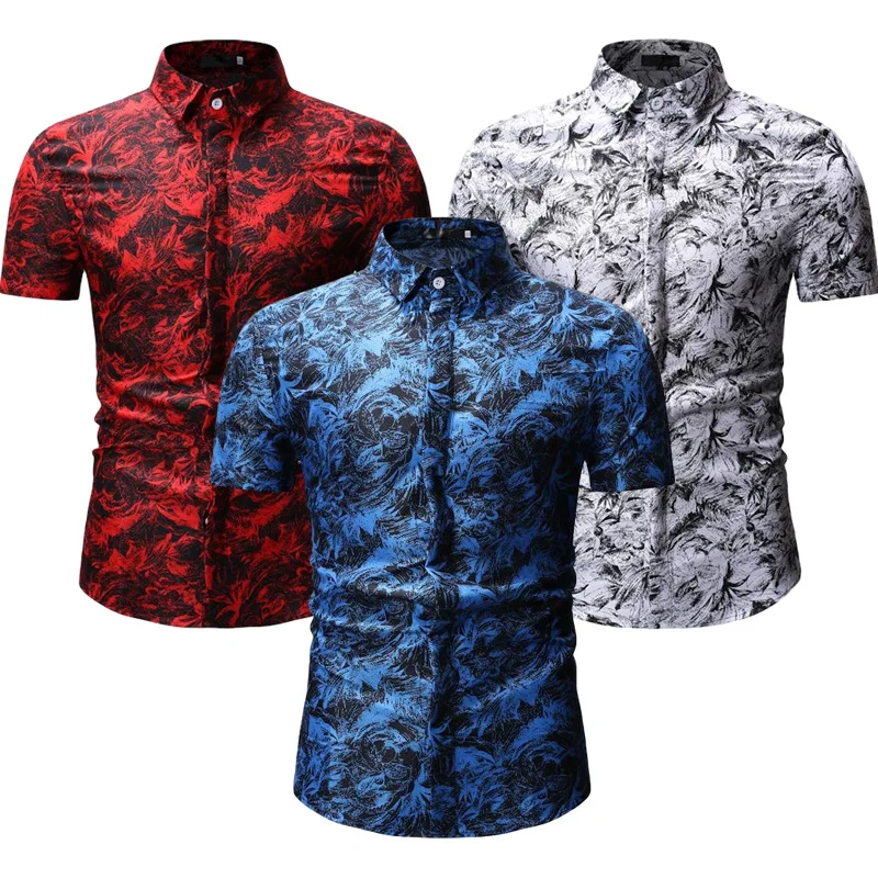 

Men Short Sleeve Print Shirts for Mens Social Luxury Man Designer Clothes Hawaiian Fashionable Elegant Classic Fashion