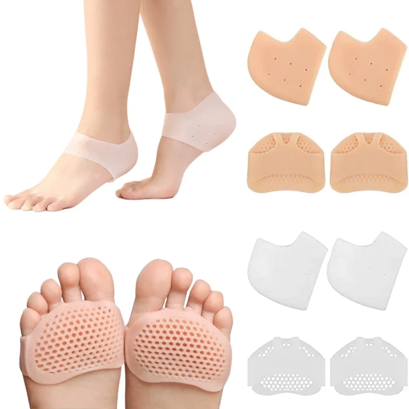 1Pair Silicone Heel Protectors Metatarsal Pads Forefoot Gel Heel Pad Care Slip Resistant Pads Sock Feet Care Skin Repair Cushion