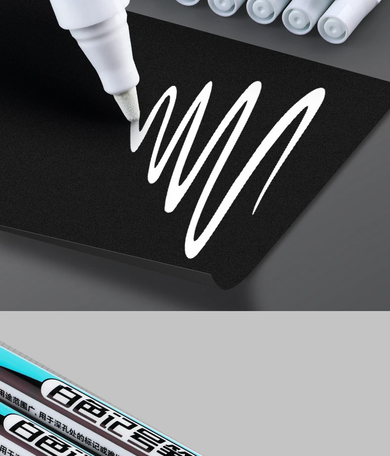 3 stücke weißer Marker ölig wasserdicht nicht verblassen, Werbung Gruß karte Reifen Glas Text marker Stift kann nicht gelöscht werden – Detail 2