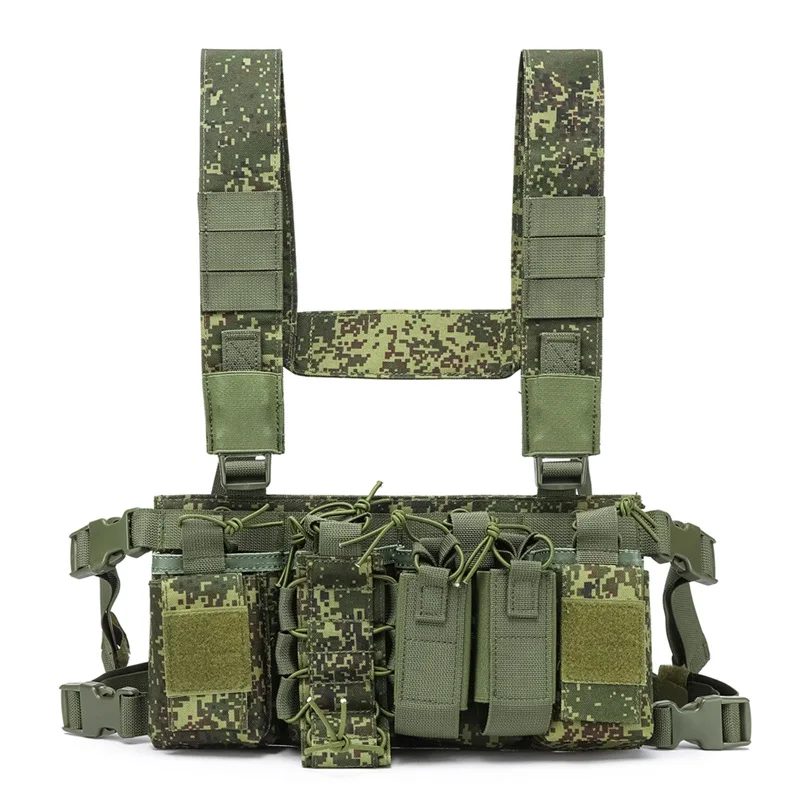 Taktische Brust Rig Tasche Harness Front Tasche Holster Weste Rig Tasche Einstellbar Jagd EMR/Ruins Grün Camouflage – Detail 9