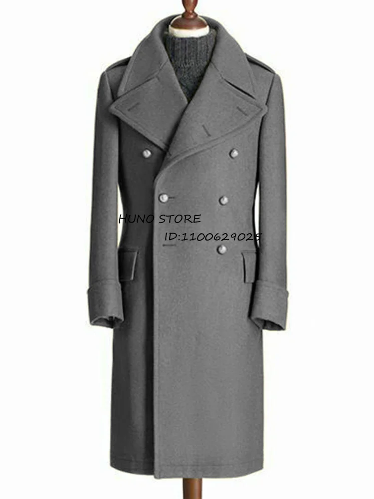 Men Suits Jackets Windbreak Men's Jacket Wool Long Coat Lapel Double Breasted Men's Trench Coats Windbreakers Jackets Man Winter Martens Male