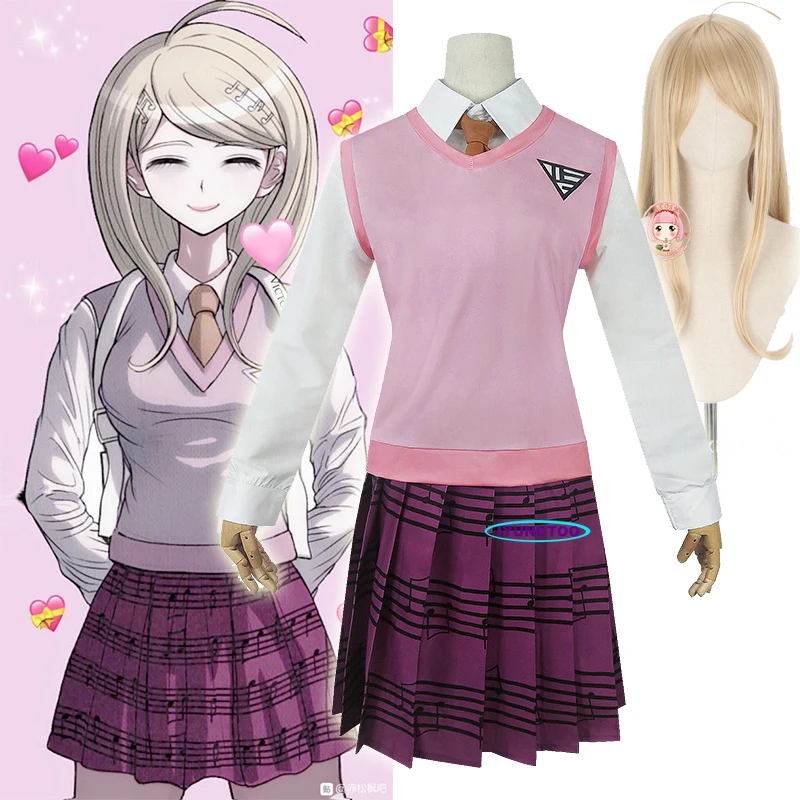

New Danganronpa Anime COSPLAY costumes Akamatsu kaede costume Women's uniform Shirt / Vest / skirt / socks/Wig JK school uniform