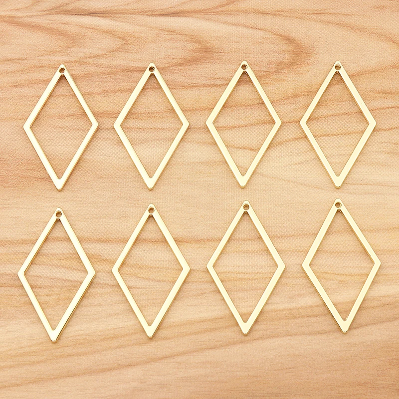 

20 Pieces Gold Color Hollow Geometric Open Rhombus Charms Pendants for DIY Jewelry Making Findings Accessories 33x19mm