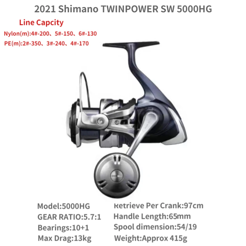 Moulinet Shimano Twinpower SW 8000 PG - Pêche En Mer, Traîne Avant, Neuf
