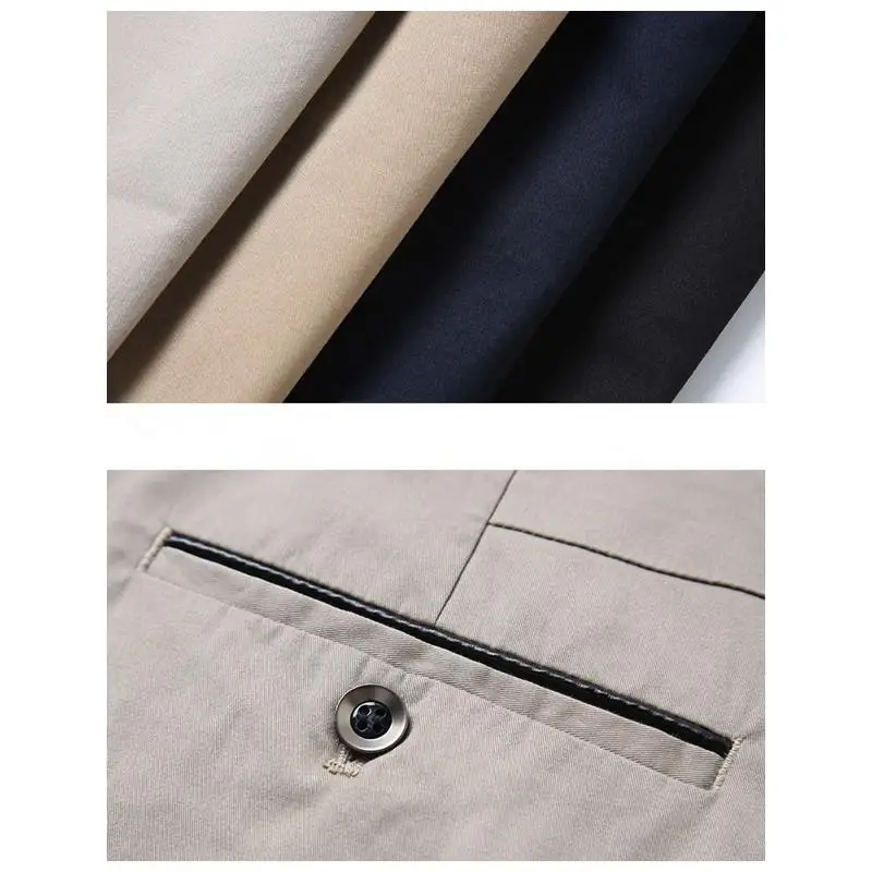 Plus Size 28-42 Men Pants Spring Summer Autumn Casual Cotton Slim Straight Long Business Suit Pants Chinos Slacks Black