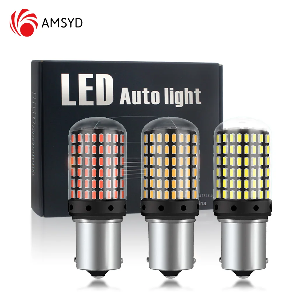 LED Bulbs 2pcs 1156 BA15S P21W BAU15S PY21W 7440 W21W P21/5W 1157 BAY15D 7443 3157 144smd CanBus Lamp Reverse Turn Signal Light