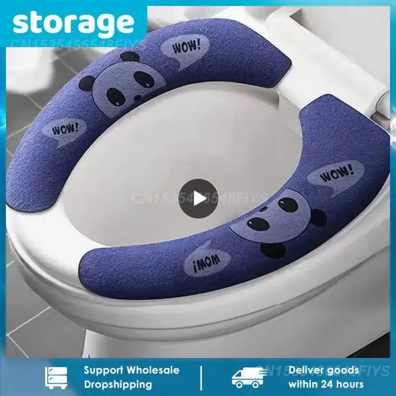 Cartoon Winter Warm Toilet Seat Cover Mat Bathroom Toilet Pad Cushion Thicker Soft Washable Closestool Warmer Accessories