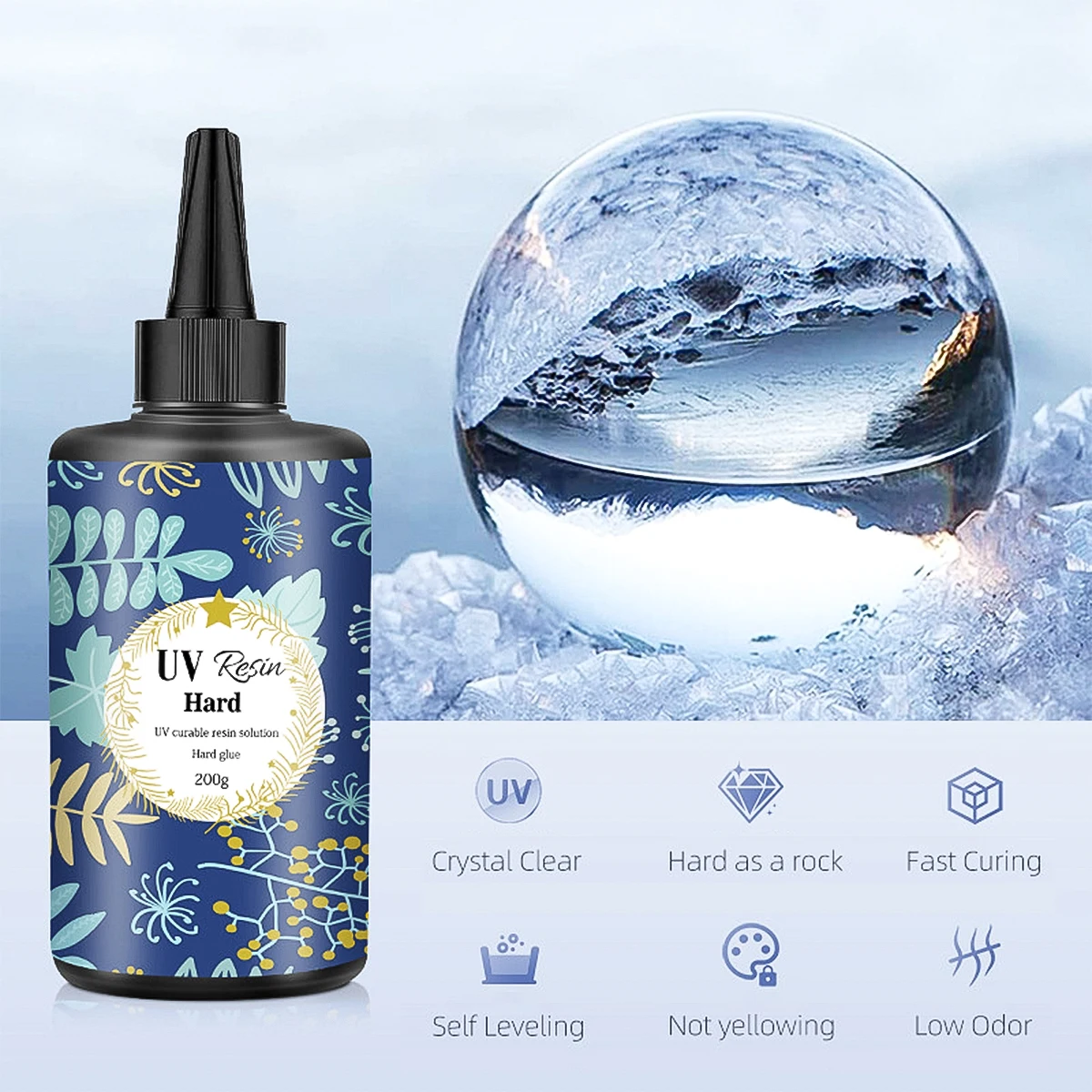 UV Resin epoxy resin 100/200/500g Hard Type UV Glue Ultraviolet Curing For DIY Jewelry Making Craft Decoration