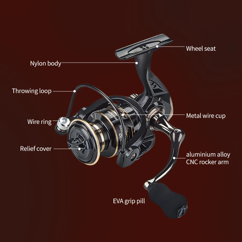 DEUKIO New Spinning Reel Max Drag 10KG for Fishing Reel Metal Spool Handle Sea Jig Carp Fishing Coil for Freshwater