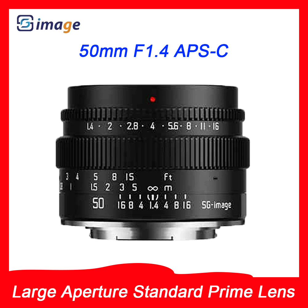 SGimage 50mm F1.4 Camera Lens Large Aperture Standard Prime APS-C For Sony E Fuji X Canon M/R Nikon Z M43 L Mount Cameras