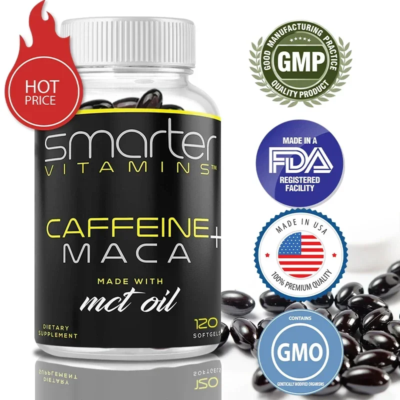 

Caffeine + Maca - With Medium Chain Triglycerides - Non-GMO, 120 Vegetarian Capsules
