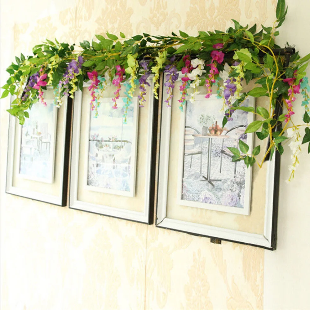 2/4pc 1.8M Wisteria Artificial Flowers Vine Garland Plants Wedding Arch Decoration Fake Plant Leaf Rattan Trailing Wall Flower