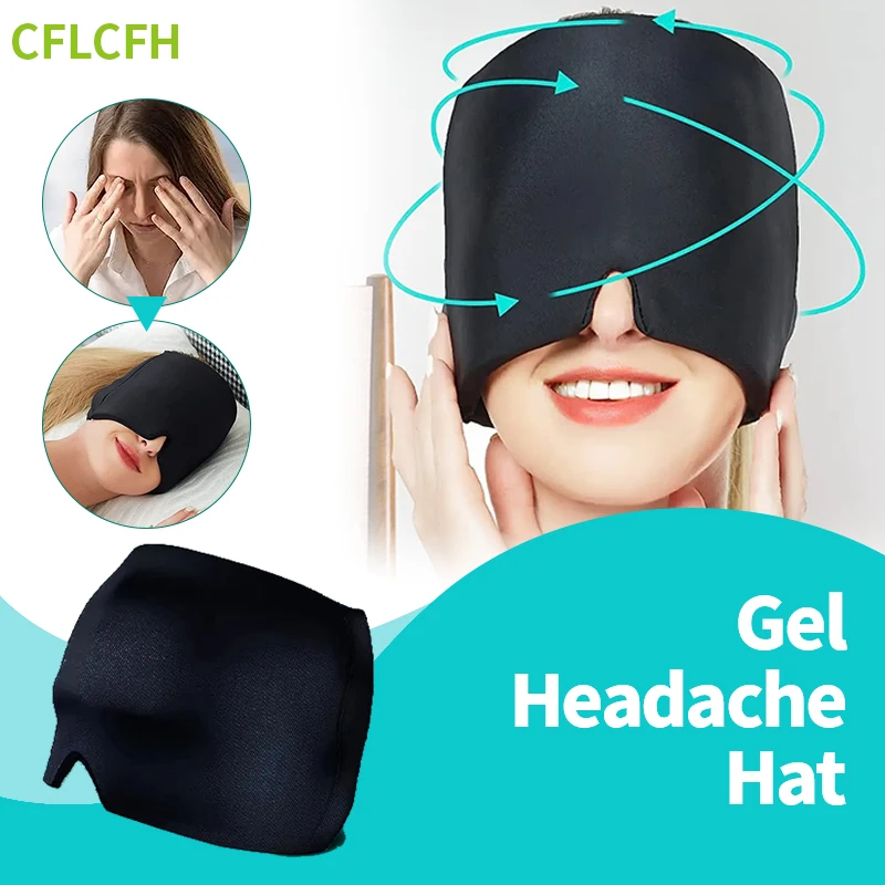 form fitting migraine relief ice head wrapping headache and migraine hat cold and hot treatment to relieve puffy eyes tension Head Massager Gel Cap Headache Migraine Pain Massage Hat Stress Pressure Relief Eye Mask Hot Cold Compress Therapy Ice Hat