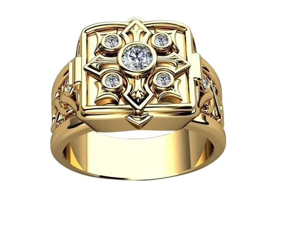 Exquisite Men's Fashion Gold Color Inlaid Zircon Stones Rings for Men Vintage Secret Small Room Coffin Hip Hop Punk Ring