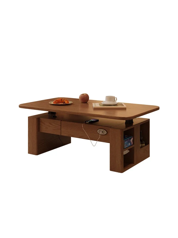 

Solid Wood Intelligent Electric Lifting Coffee Table Dual-Purpose Multifunctional Computer Desk Small Mobile