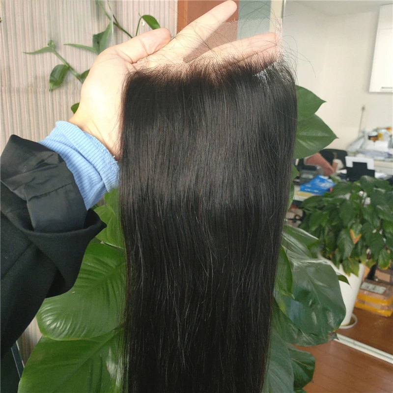 Human Hair 4x4 Transparent Lace Closure Pre-Plucked 150% Density Natural Color Brazilian Virgin Hair Full End 10-18 Inch