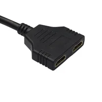 ឧបករណ៍បំប្លែងអាដាប់ទ័របំបែករន្ធ HDMI ដែលឆបគ្នាជាមួយ HDMI ពីបុរសទៅស្ត្រី 1 ទៅ 2 អាដាប់ទ័របំបែកសញ្ញាទ្វេ បម្លែងខ្សែ 1