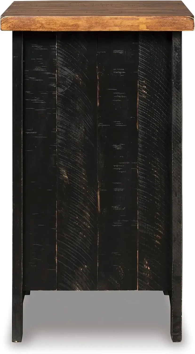 Signature Design by Ashley Valebeck Rustic Farmhouse Chair Side End Table with Cabinet Door, Distressed Black 3