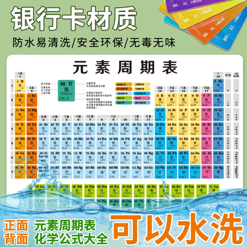 Periodic Table of Chemical Elements Card Junior High School Mathematics Physics and Chemistry Set of Formula Card Basic Memory