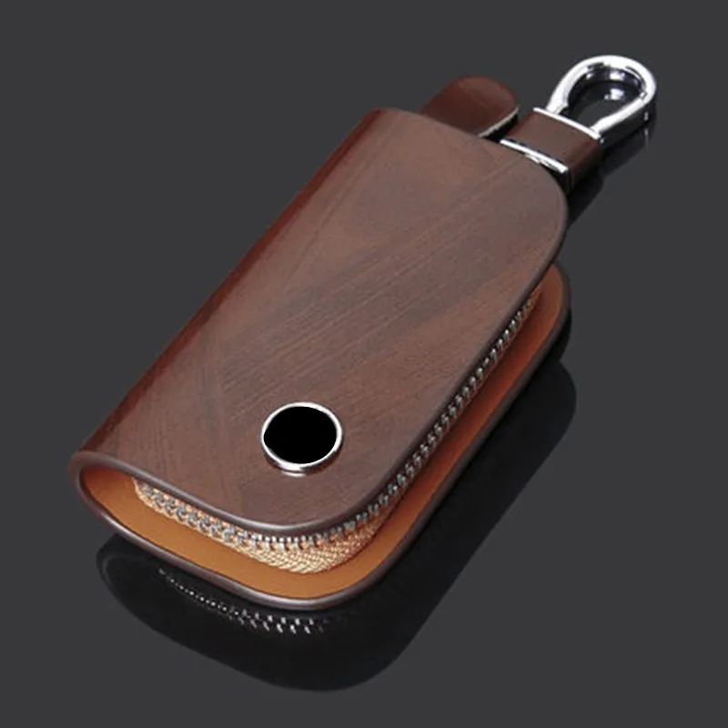 Leather Car Key Case Key Bag Cover Key Wallet Organizer For Universal Auto Key General Custom Logo Car Accessories Keychain