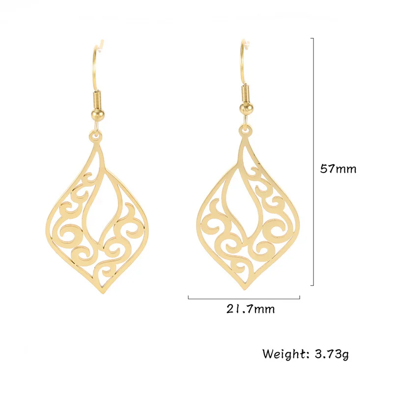 Edelstahl Frauen Böhmischen Filigrane Creolen Mode Silber Farbe Tropfen Ohrring Teardrop Schmuck Zubehör Boho Geschenk – Detail 33