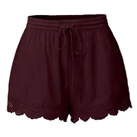 Shorts For Women Ruffle Hem Casual Shorts Plus Size Drawstring  Lace Shorts - Image 3