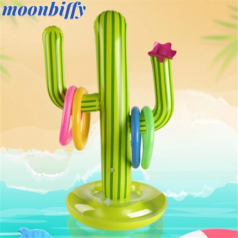 

5 PCS Inflatable Cactus Ring Toss Game Inflatable Toss Game Pool Toys Luau Party Supplies Indoor Outdoor Game for Kids Adults Su