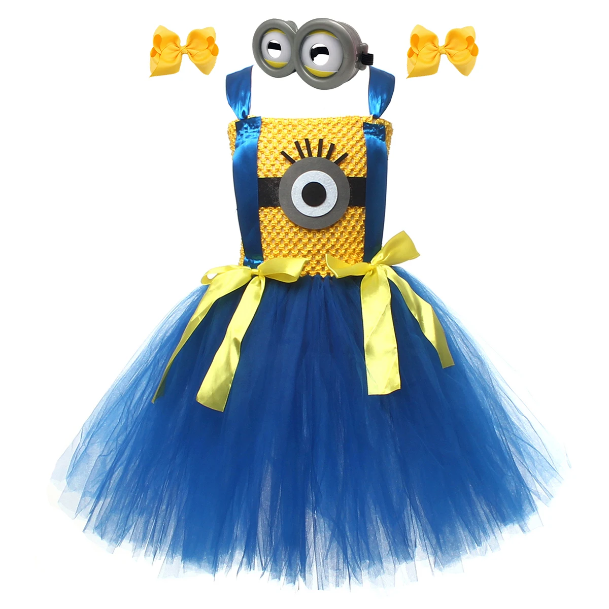 Big Eyes Mini Yellow Man Costumes for Baby Girls Anime Cartoon Characters Cosplay Dresses for Kids Birthday Outfit Party Clothes