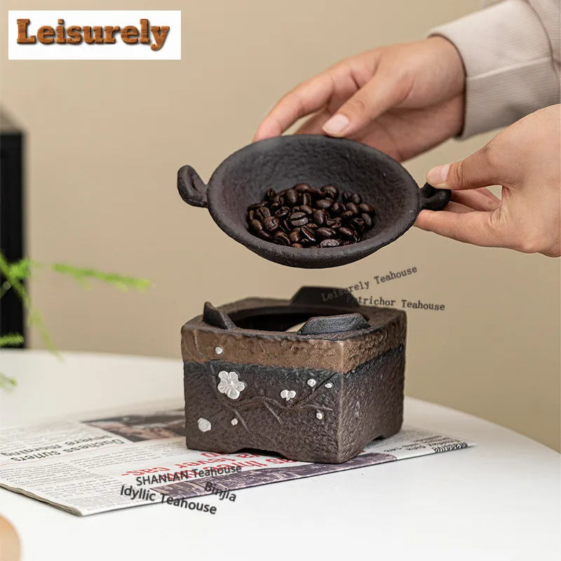 Gilt Silver Plum Blossom Square Tea Warmer Holder Candle Heater Stove Kettle Stand Boiling Water Carbon Furnace Barbecue Tray