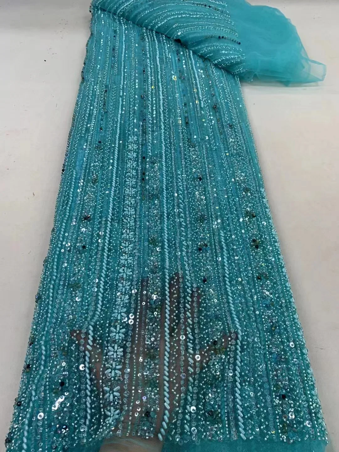 

Роскошные Блестки Кружева для жениха африканская кружевная ткань 2024 высокое качество 5 ярдов Блестки бусины Нигерия для шитья женское платье